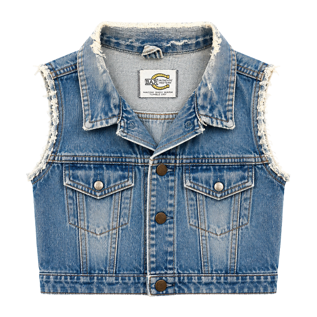Bar C Authentic Western 1980s Denim Jacket Blue Wash Distressed Harley Davidson Patch 1