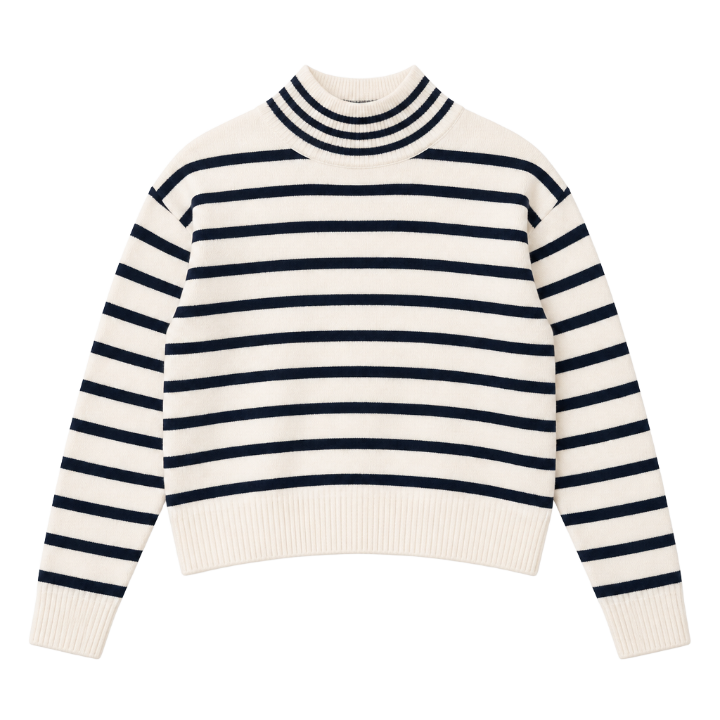 100% Cashmere Striped Mock Turtleneck Sweater by Halston SM
In very good condition with no issues found.
Fits like a medium but please pay attention to measurements:
Shoulder to shoulder: 20” (seams drop below shoulders)
Chest Across: 18”
Length from s 1
