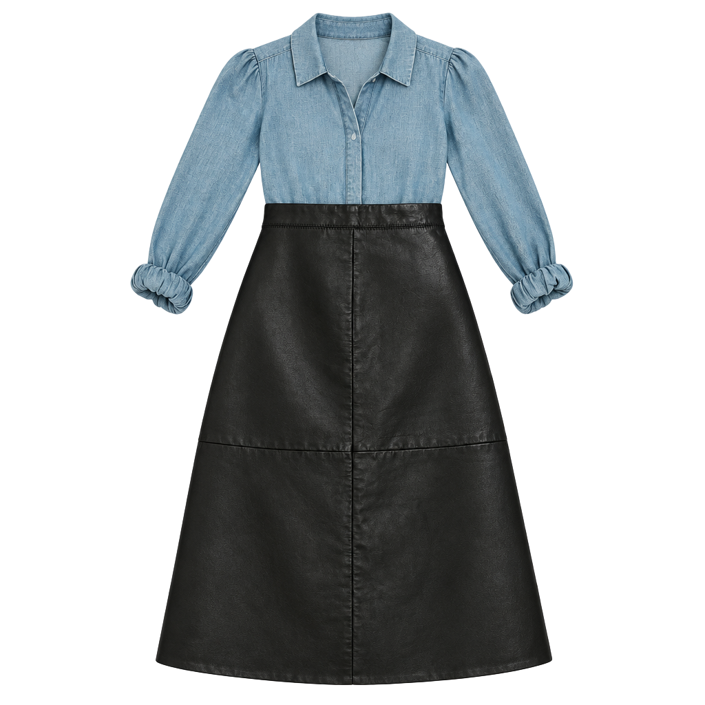 Vintage 2000 Y2K Black Real Leather Midi Skirt by Gap 1