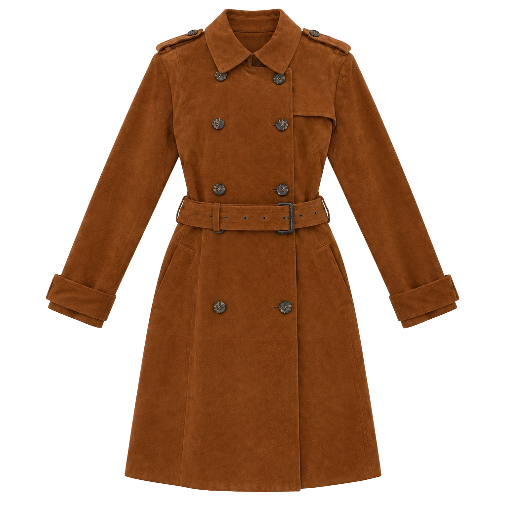 Genuine Goat Suede Trench Coat for Women 1