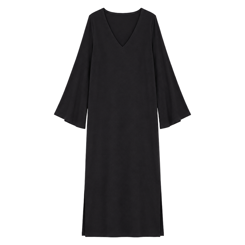 Free People Fine Romance Gray Black Cutout Back Slit Dress XS 1