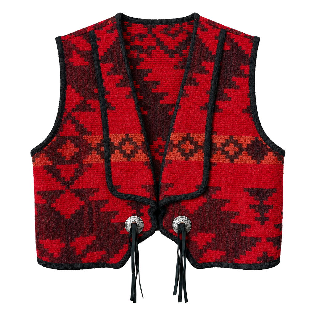 1990's Made in USA Vintage Woolrich Southwestern Wool Concha Vest Ladies Size L - 1