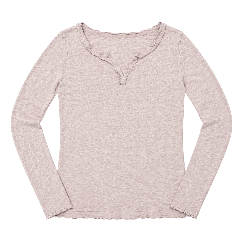 We The Free Long Sleeve Henley Top Size Extra Large Pink Cotton Blend 1