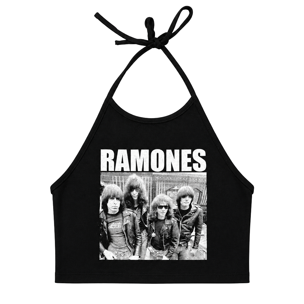 Supré Ramones Halter Top Size XL Black Punk Graphic Crop Tank 1