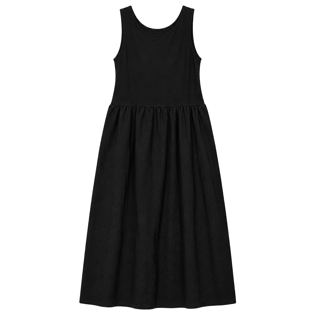 Time and Tru Black Maxi Dress Size 2X Sleeveless Drop Waist 1