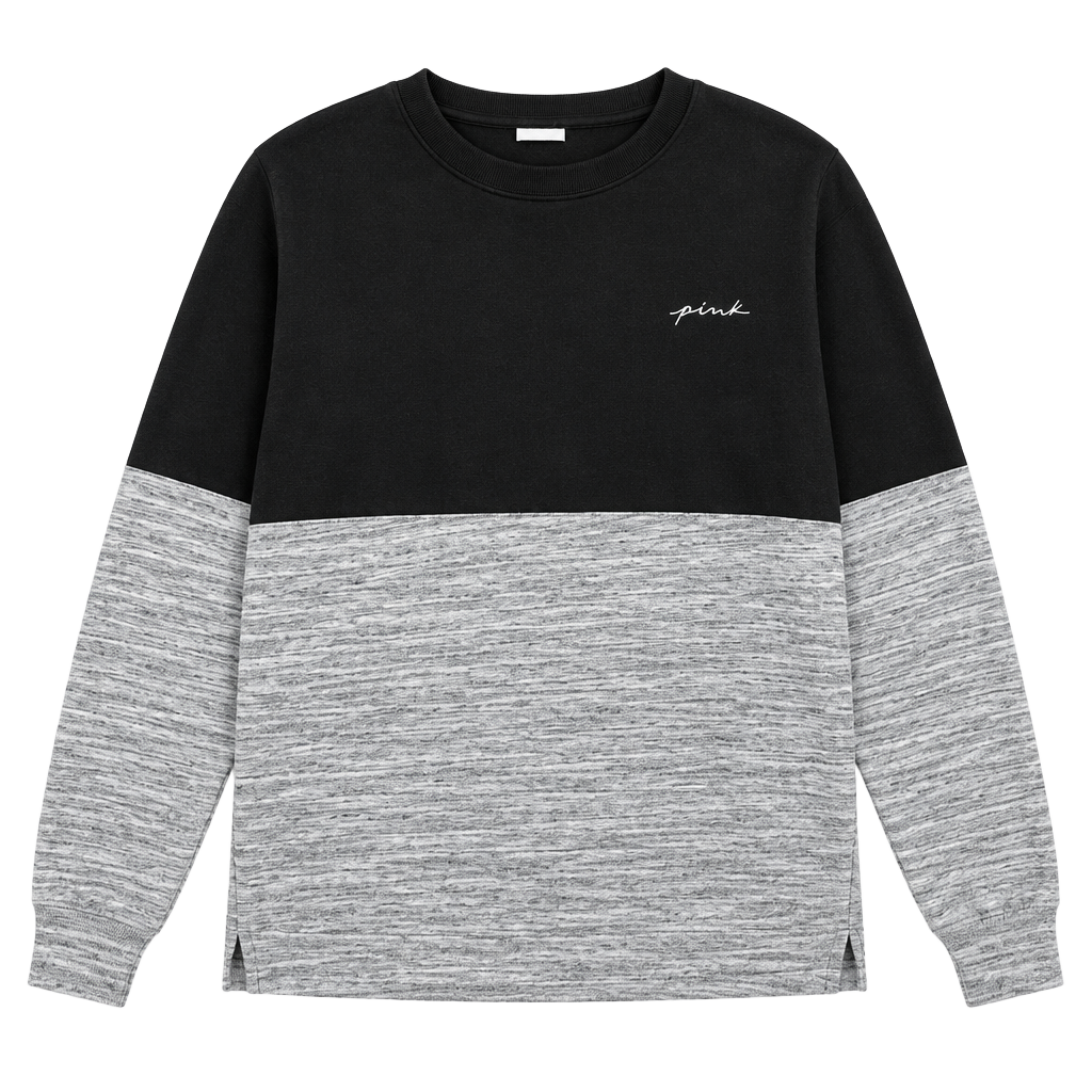Victoria's Secret PINK Colorblock Sweatshirt Size XS Black Gray 1