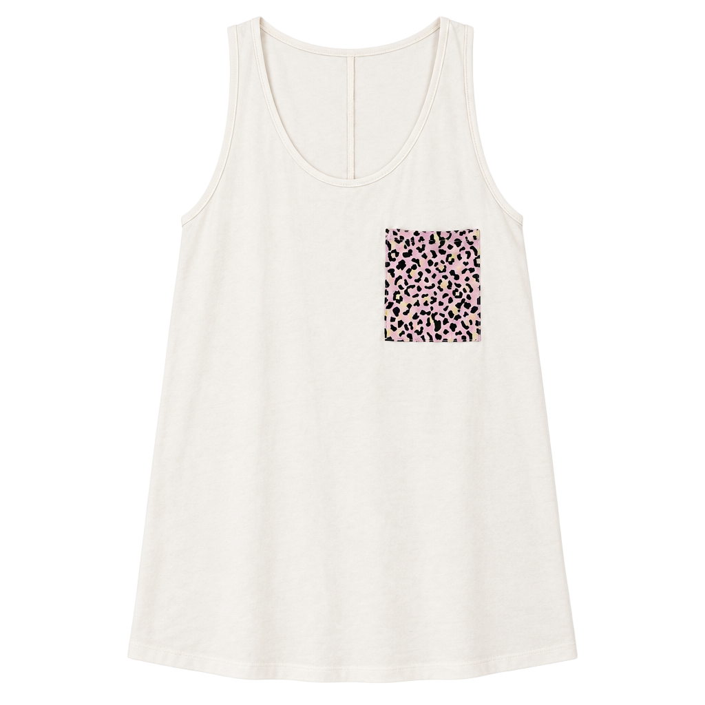 Tank Top Size L White Pink Leopard Pocket 1
