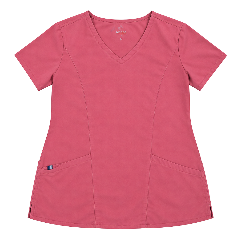Barco One Wellness Women's V-Neck Scrub Top Pink 1