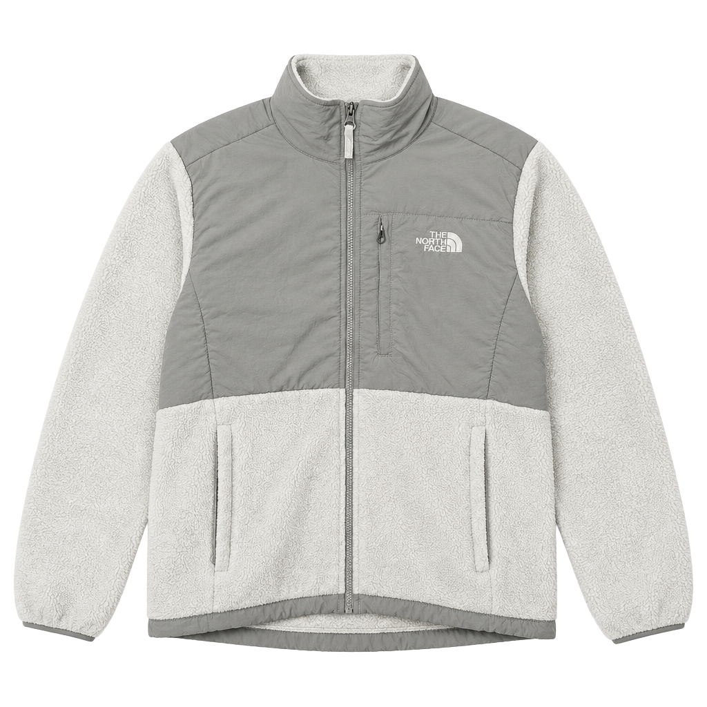 The North Face Fleece Jacket Size L/G Grey White Full Zip 1