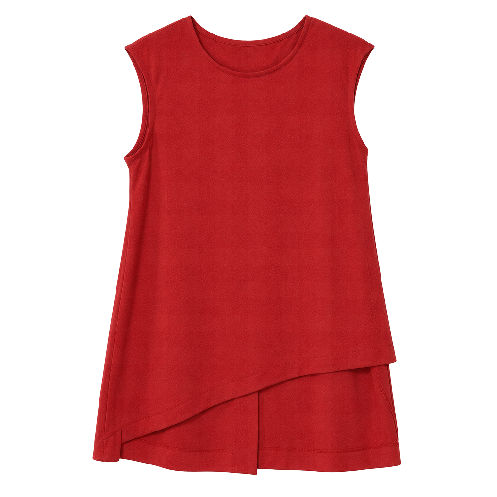 Alfani Blouse Size L Red Sleeveless Asymmetrical Hem 1