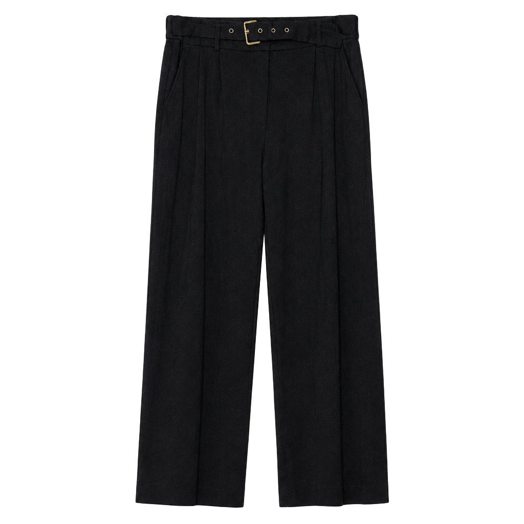 Michael Kors Belted Wide Leg Pants Size L Black 1