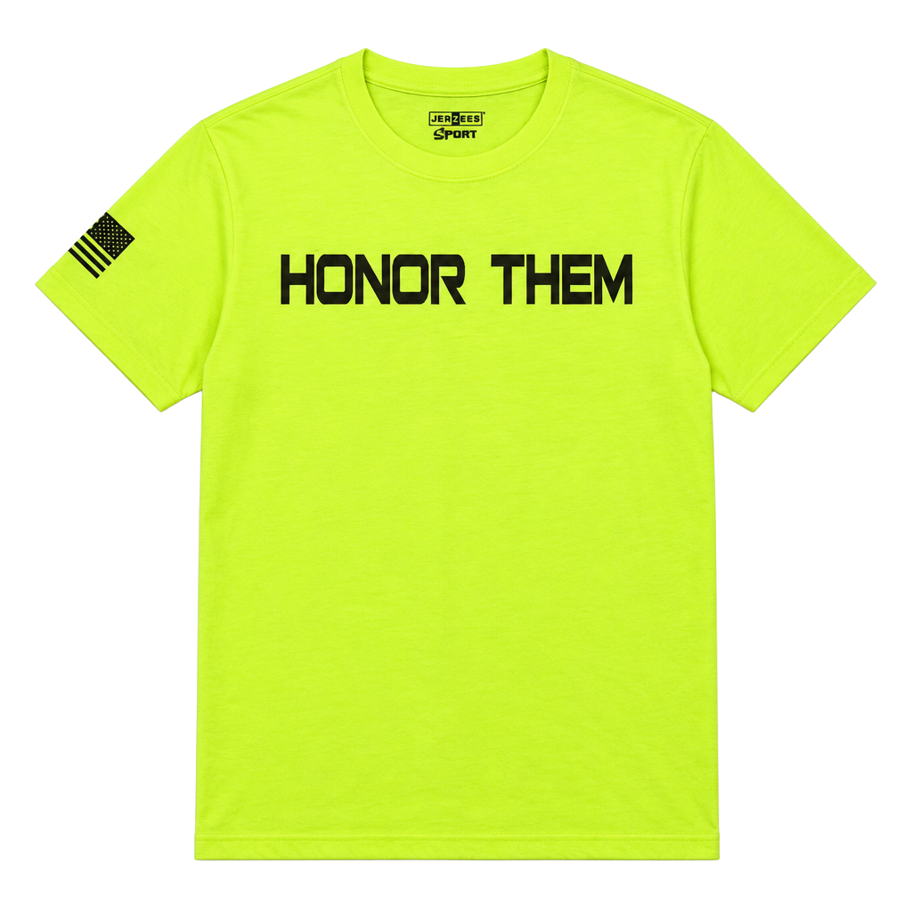Jerzees Texas Roadhouse Honor Them Veterans Safety Yellow T-Shirt 1