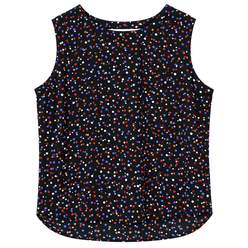 Anne Klein Blouse Size L Multi Color Polka Dot Sleeveless Top 1