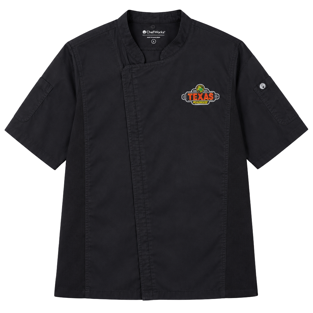 Chef Works Texas Roadhouse Chef Coat Size XL Black Short Sleeve 1