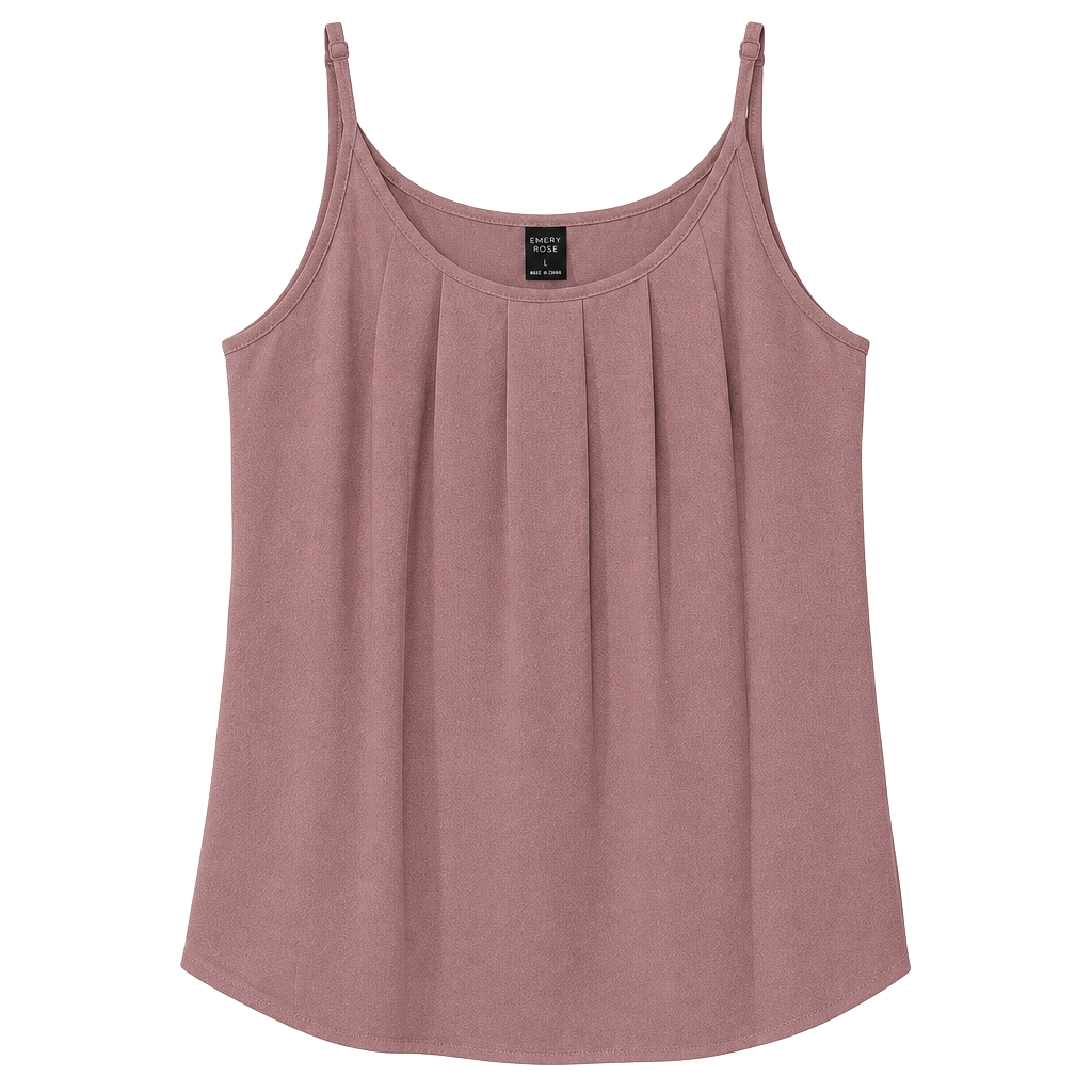 Emery Rose Pleated Cami Tank Top Size L Pink 1