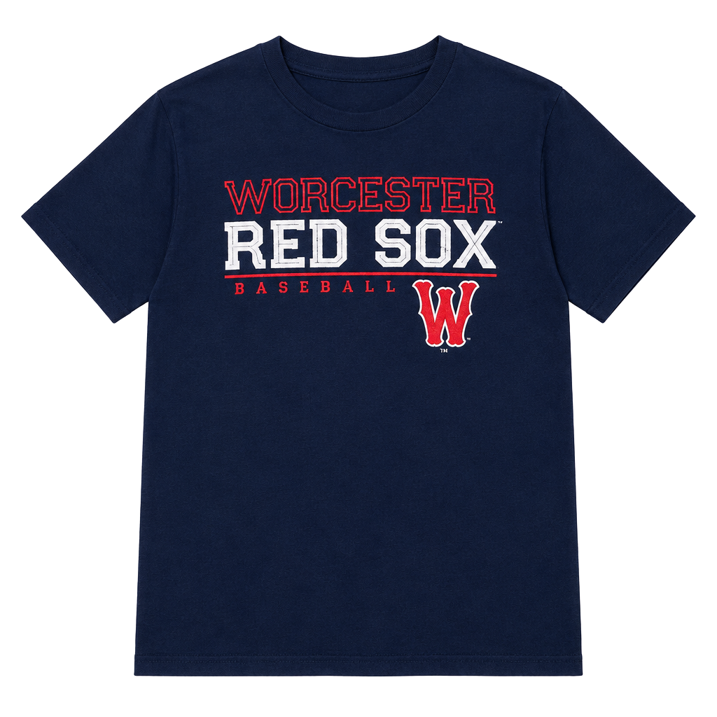 Gildan Worcester Red Sox Youth L T-Shirt Navy Blue Graphic Tee 1