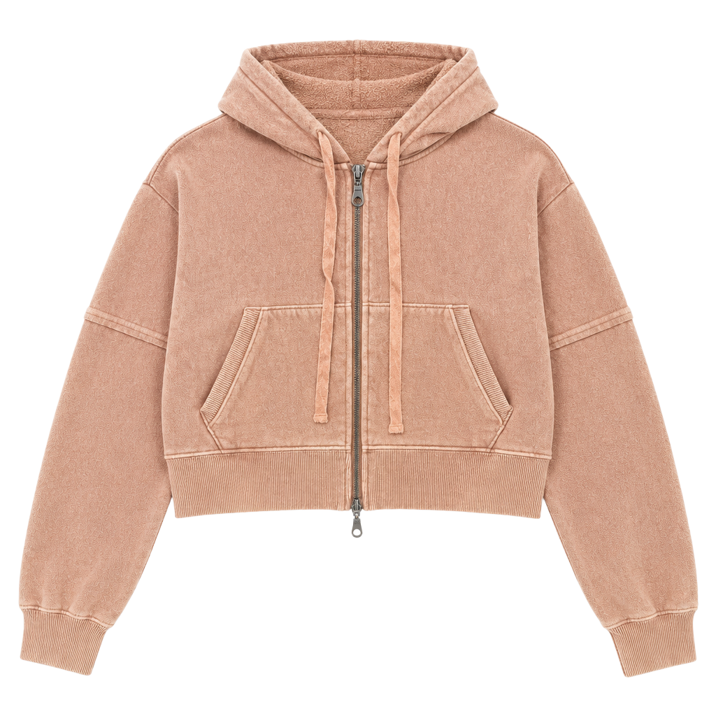 Aeropostale Cropped Zip Up Hoodie Size L Tan 1