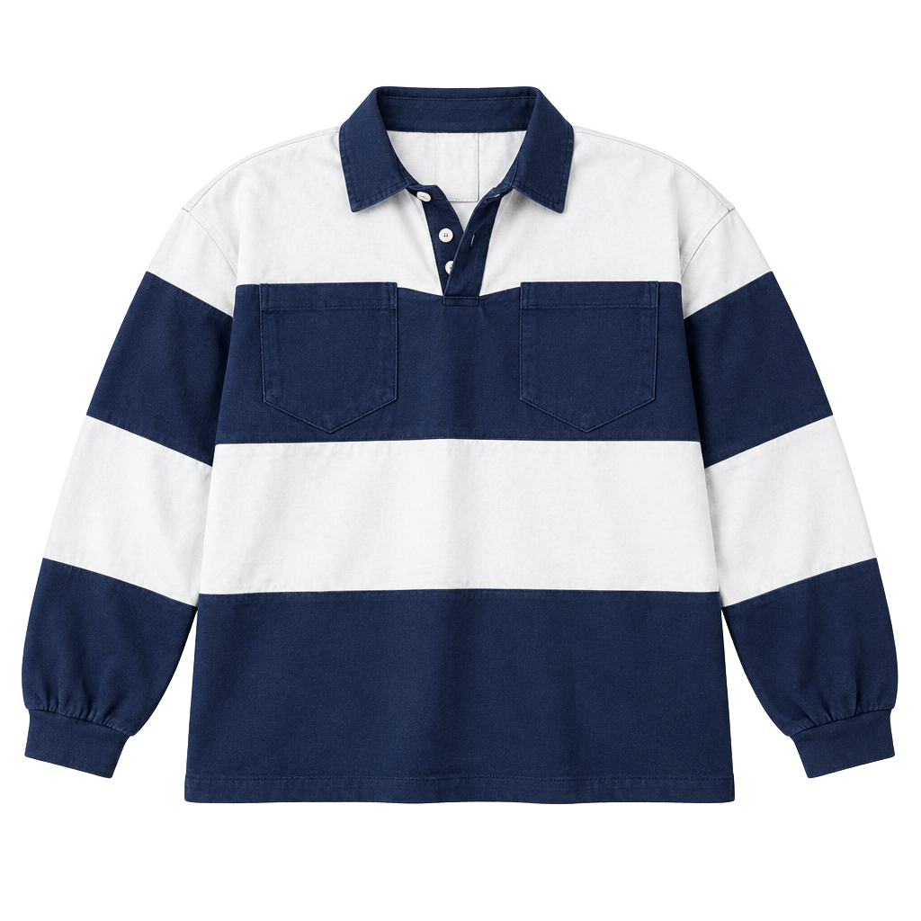 Y2K Vintage Rugby Polo Navy/White Preppy Oversized - Maurices M 1