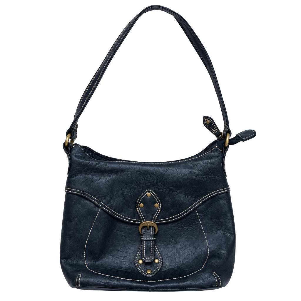Y2K Stone Mountain Black Leather Shoulder Bag 1