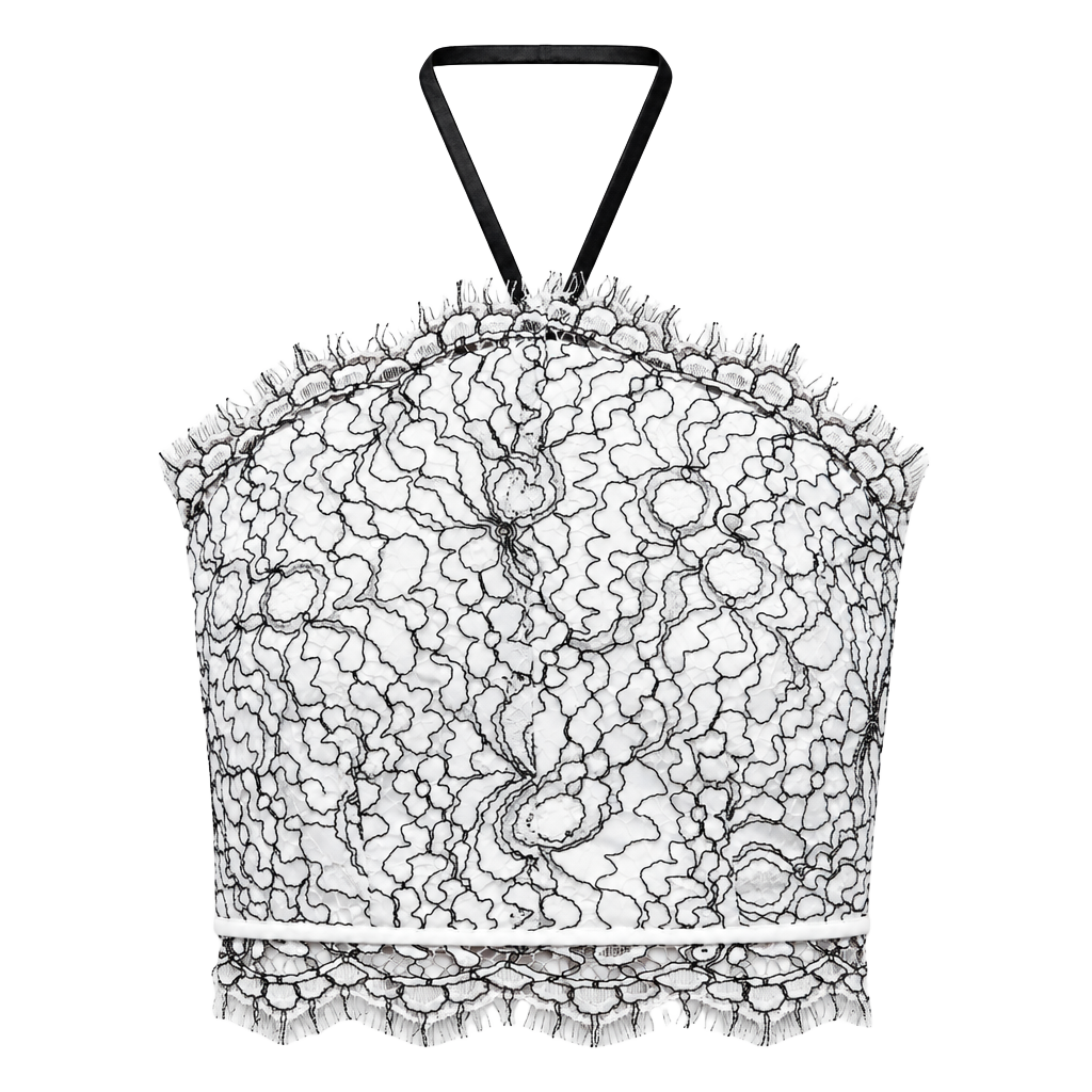 Trixxi Crop Top Size 3 Black White Lace Halter 1