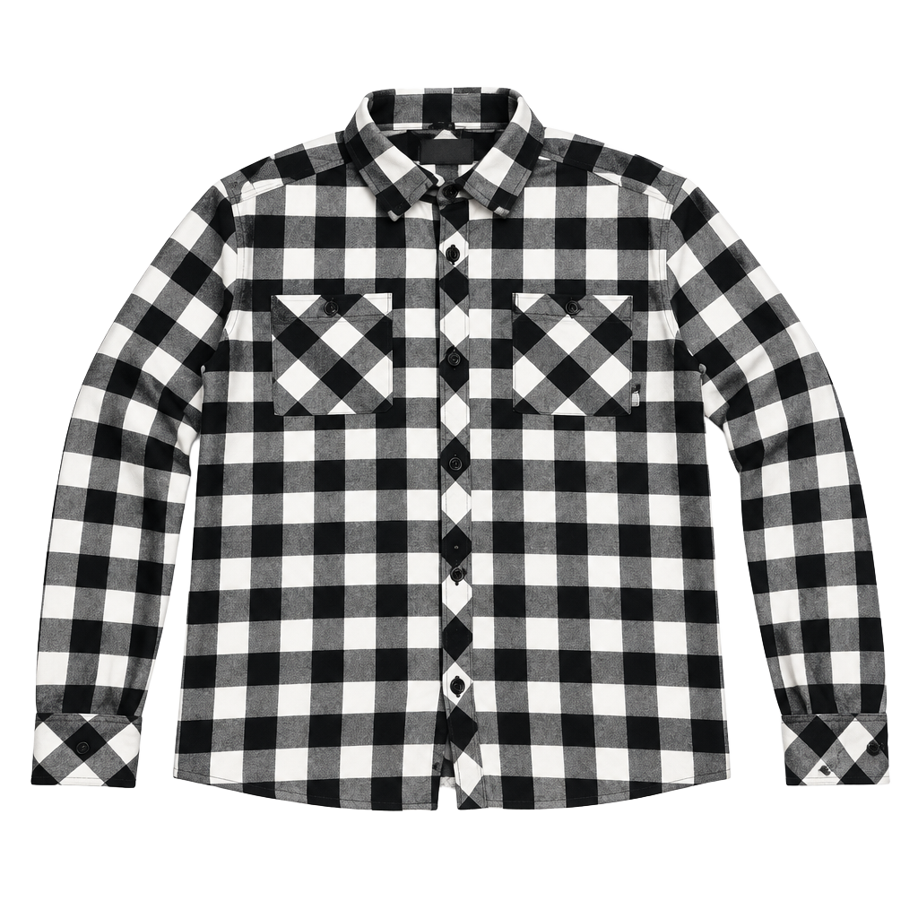 Saga Outerwear Flannel Shirt Size L Black White Check Plaid Long Sleeve 1