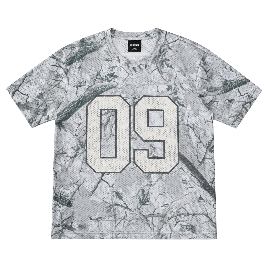 RSQ Camo Mesh Football Jersey Size Large White Gray V-Neck 99 1