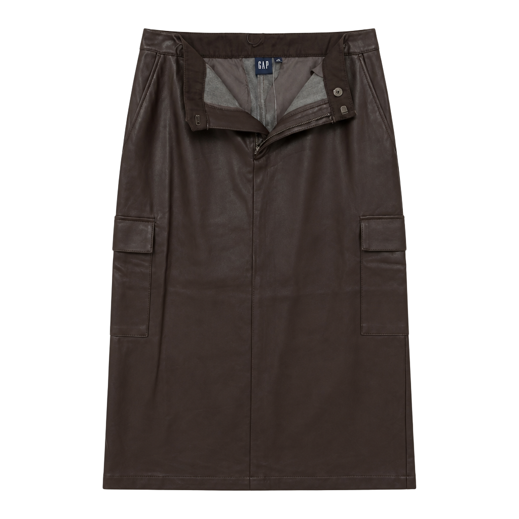 Gap Vegan Leather Cargo Midi Skirt 1