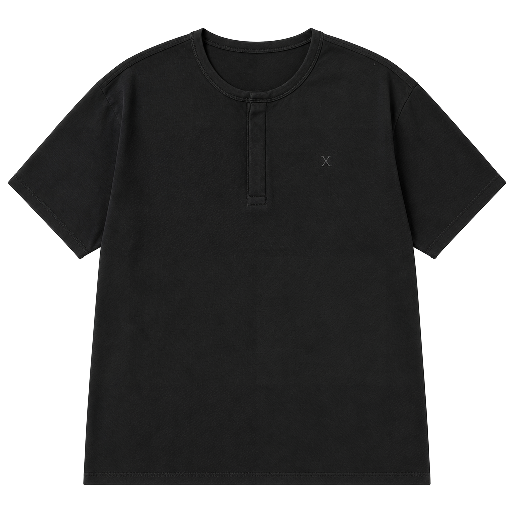 Express Men's Short-Sleeve Henley T-Shirt with Embroidered X Logo 1