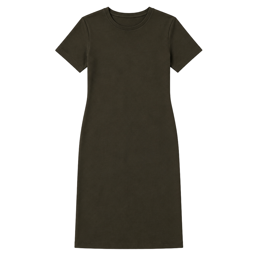 H&M Basic Olive Green Crew Neck Short Sleeve Bodycon Dress 1