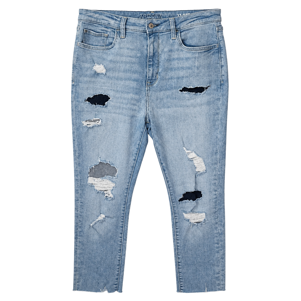 Arizona Jean Co. Women's Distressed Hi-Rise Skinny Jeans Size 17 Light Wash 1