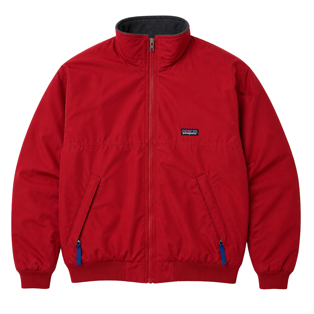 1990’s Patagonia Made In USA Full Zip Fleece Lined Nylon Jacket Red Size S OF 1