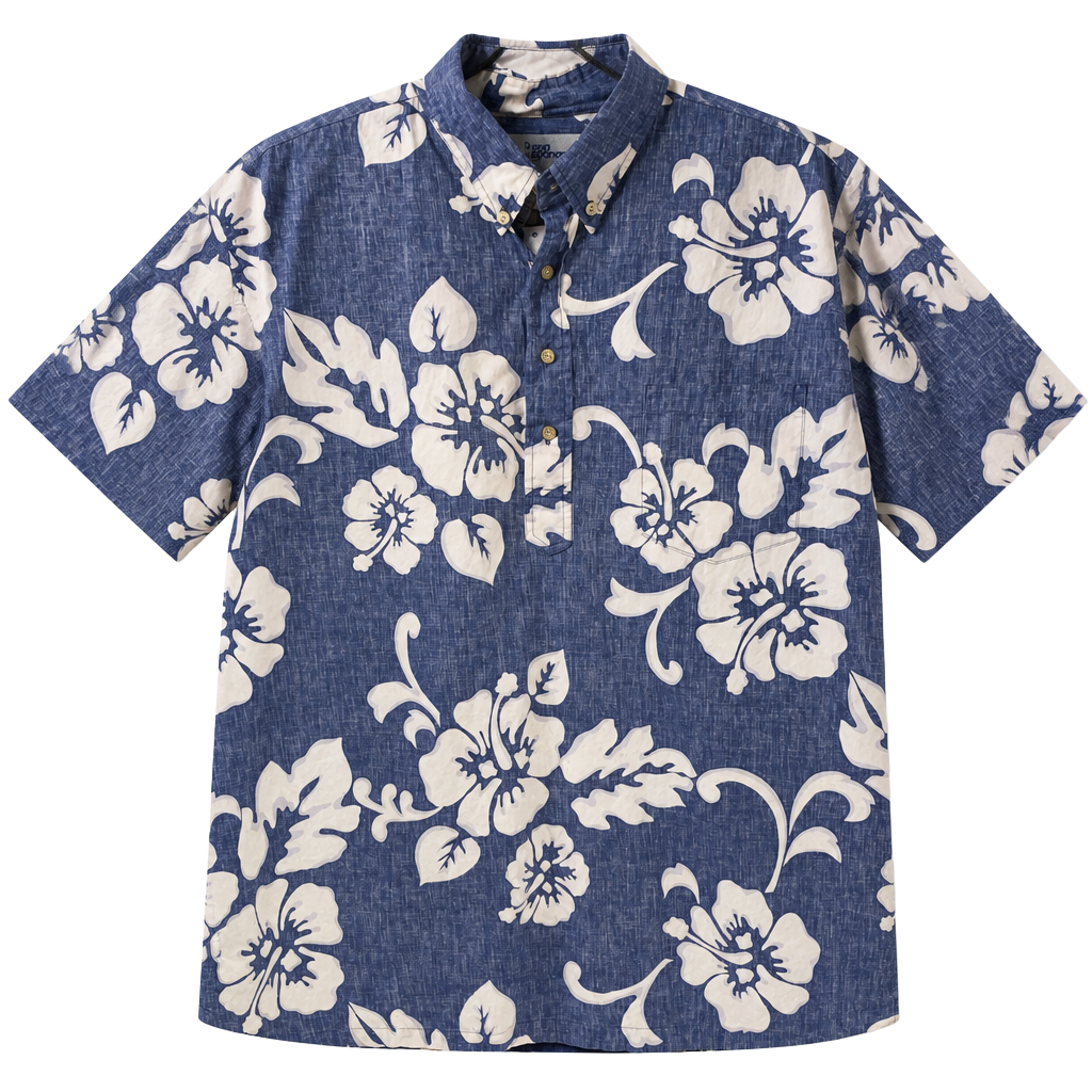 Vtg Reyn Spooner Hawaiian Traditionals Pullover Shirt Blue Floral XXL (OF) 1