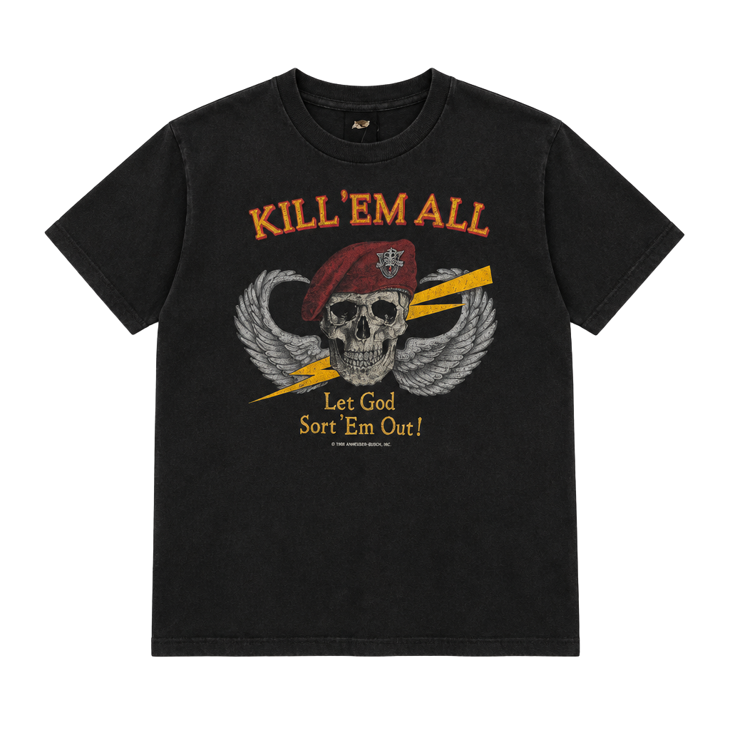 Vintage 80s Kill Em All Let God Sort Em Out Single Stitch 1983 T Shirt L OF 1