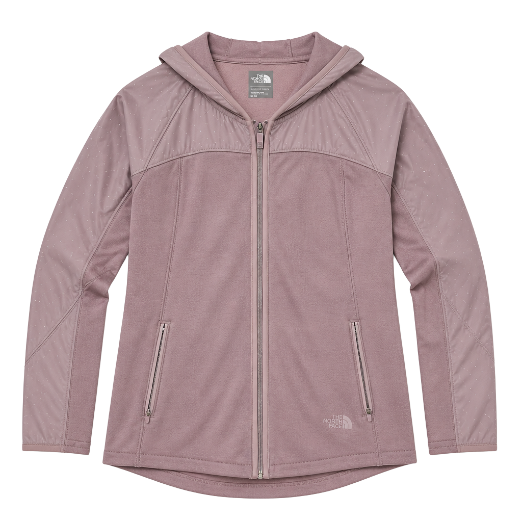 The North Face Women's Mauve Polka Dot Hybrid Full-Zip Performance Fleece Hoodie OF 1