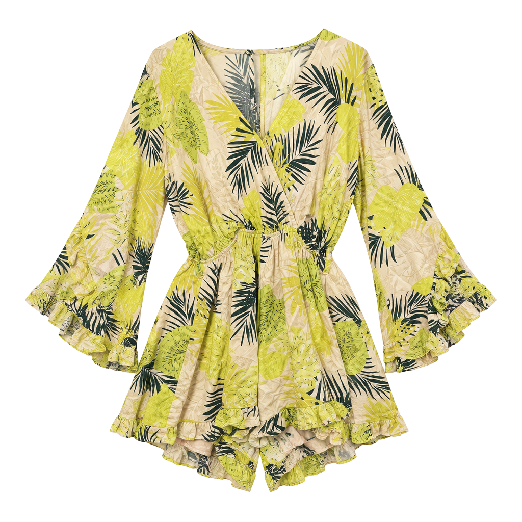 Mahina Floral Yellow Romper Size S Bin M 1