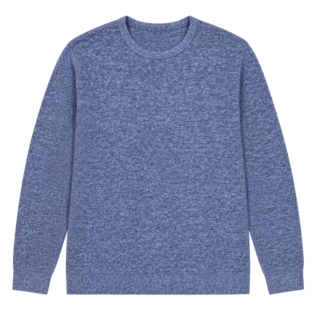 Crewneck Pullover Sweater Size Large Grey Mélange Textured Long Sleeve 1