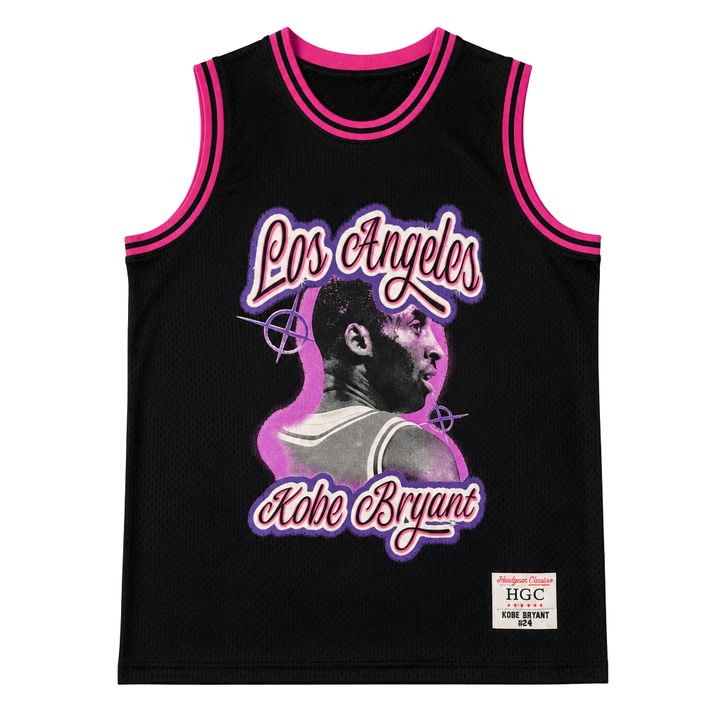 Headgear Classics Kobe Bryant Mamba 24 Los Angeles Basketball Jersey Black/Pink Sports 1