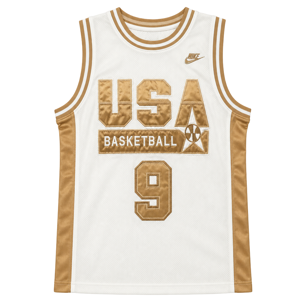 Nike Michael Jordan 9 USA Dream Team Jersey Size XL White Gold 1