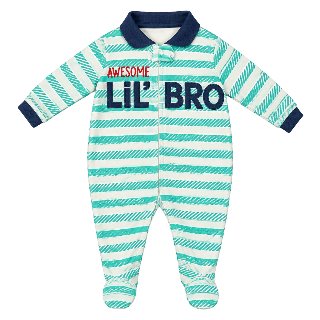 Koalababy Lil Bro Footed Sleeper Size 0-3m Striped Cotton 1
