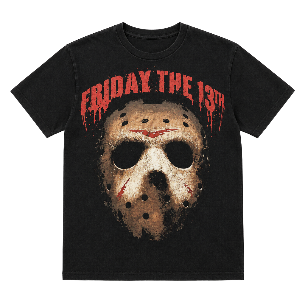 Friday The 13th Jason Mask Graphic T-Shirt Size M Black 1