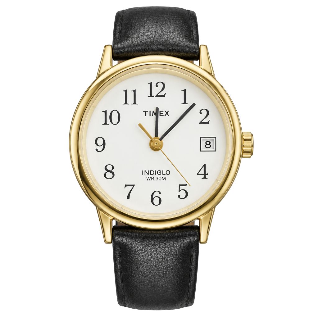 Timex Easy Reader 25Mm Leather Strap Watch T2H341 Gold White 1