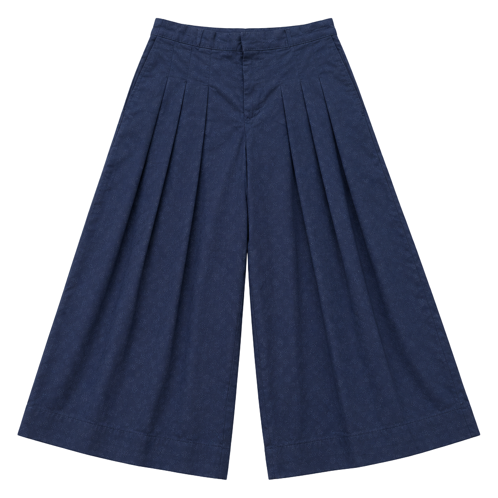 Free Assembly High Rise Wide Leg Pleated Culotte Pants Size XS Navy 1