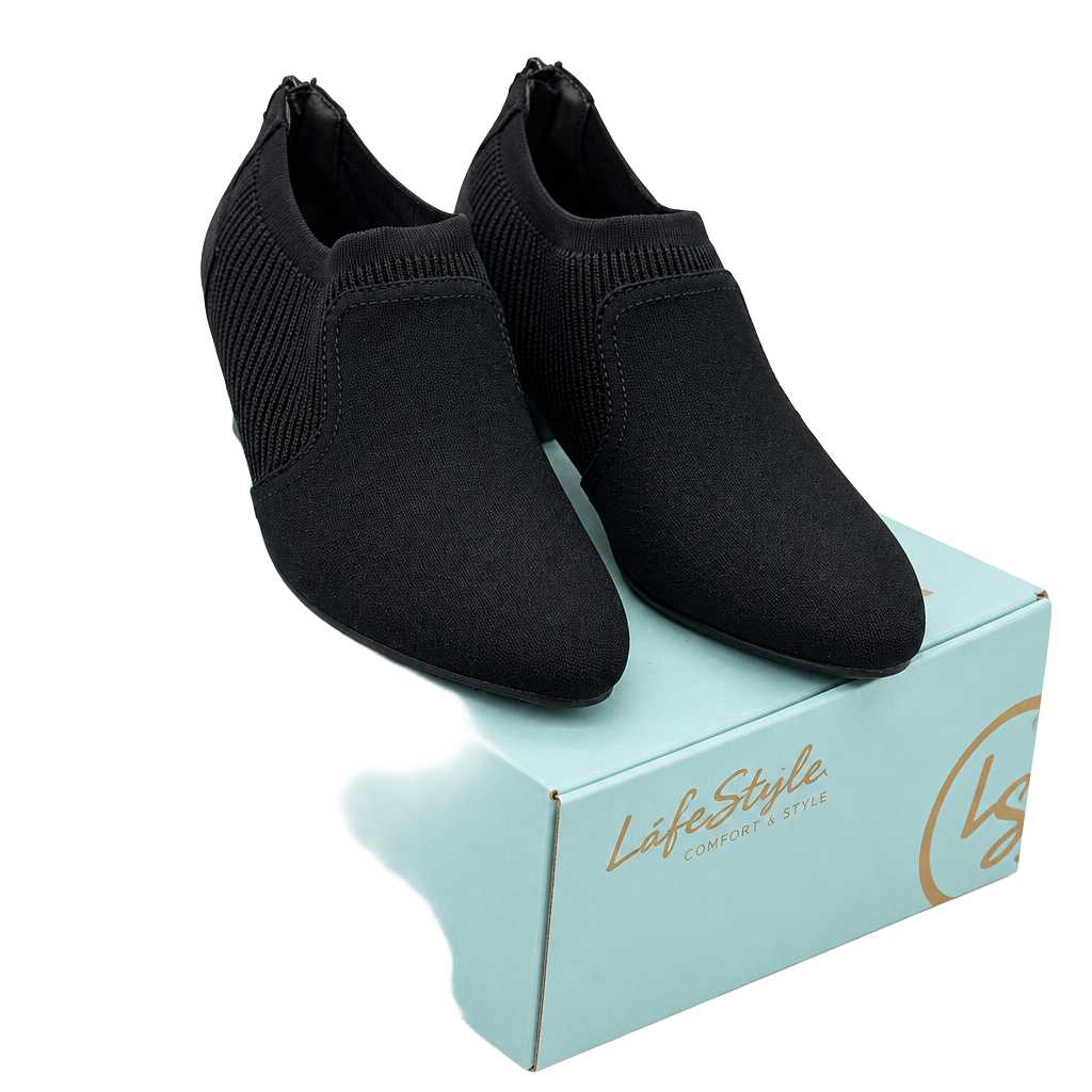 LifeStride Gia Bootie Size 8M Black Micron Heeled Ankle Boots 1