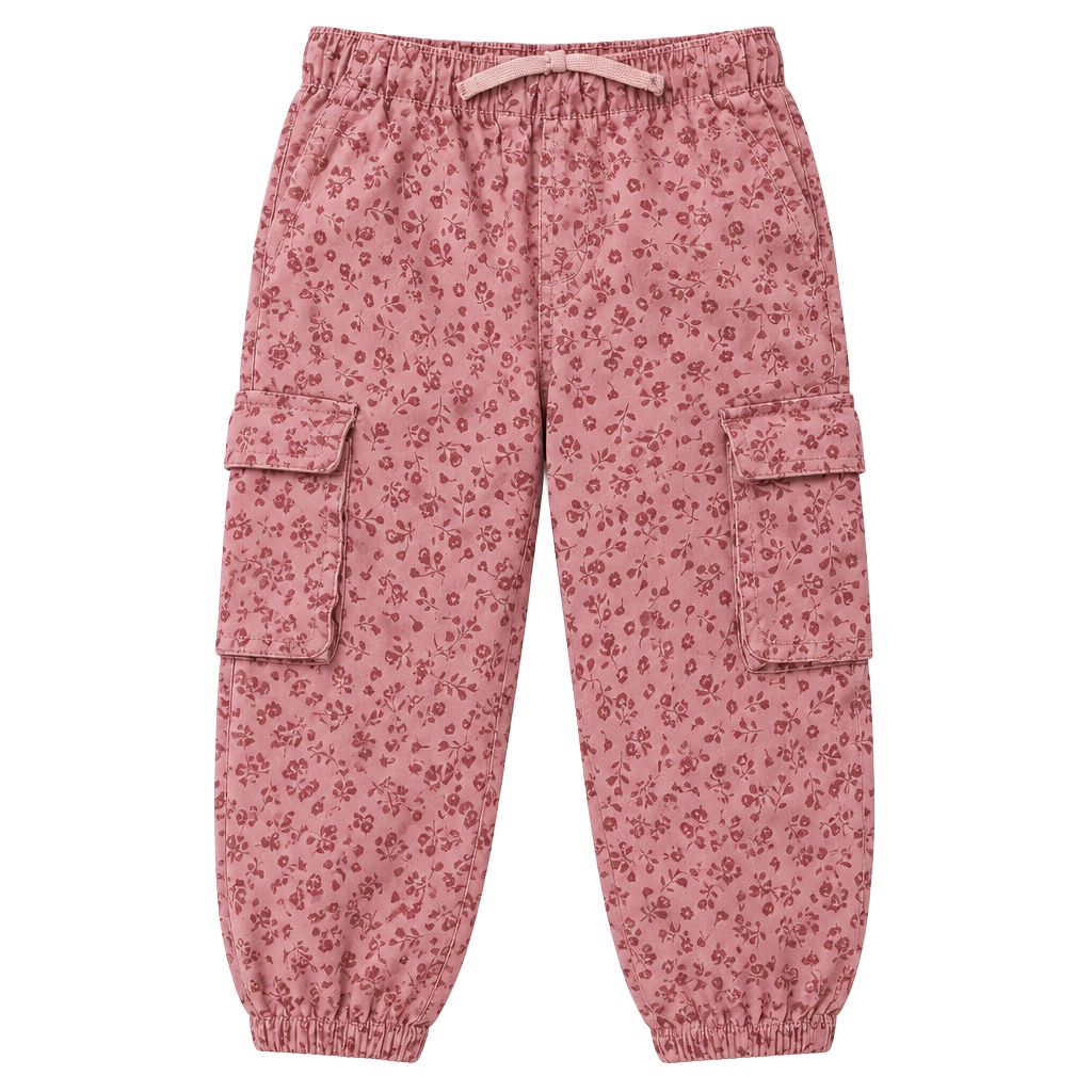 Okie Dokie Cargo Pants Size 18M Pink Floral Pull-On 1