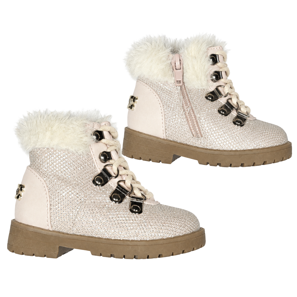 Juicy Couture Lil Huntington Boots Size 5M Pink Faux Fur Glitter 1