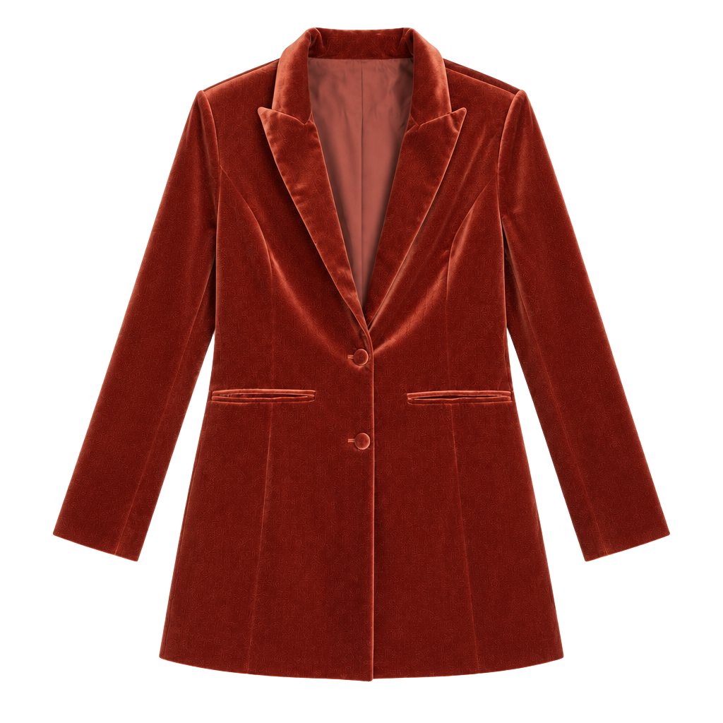 Bibi Velvet Blazer Size L Rust Brown Long Sleeve Suit Jacket 1