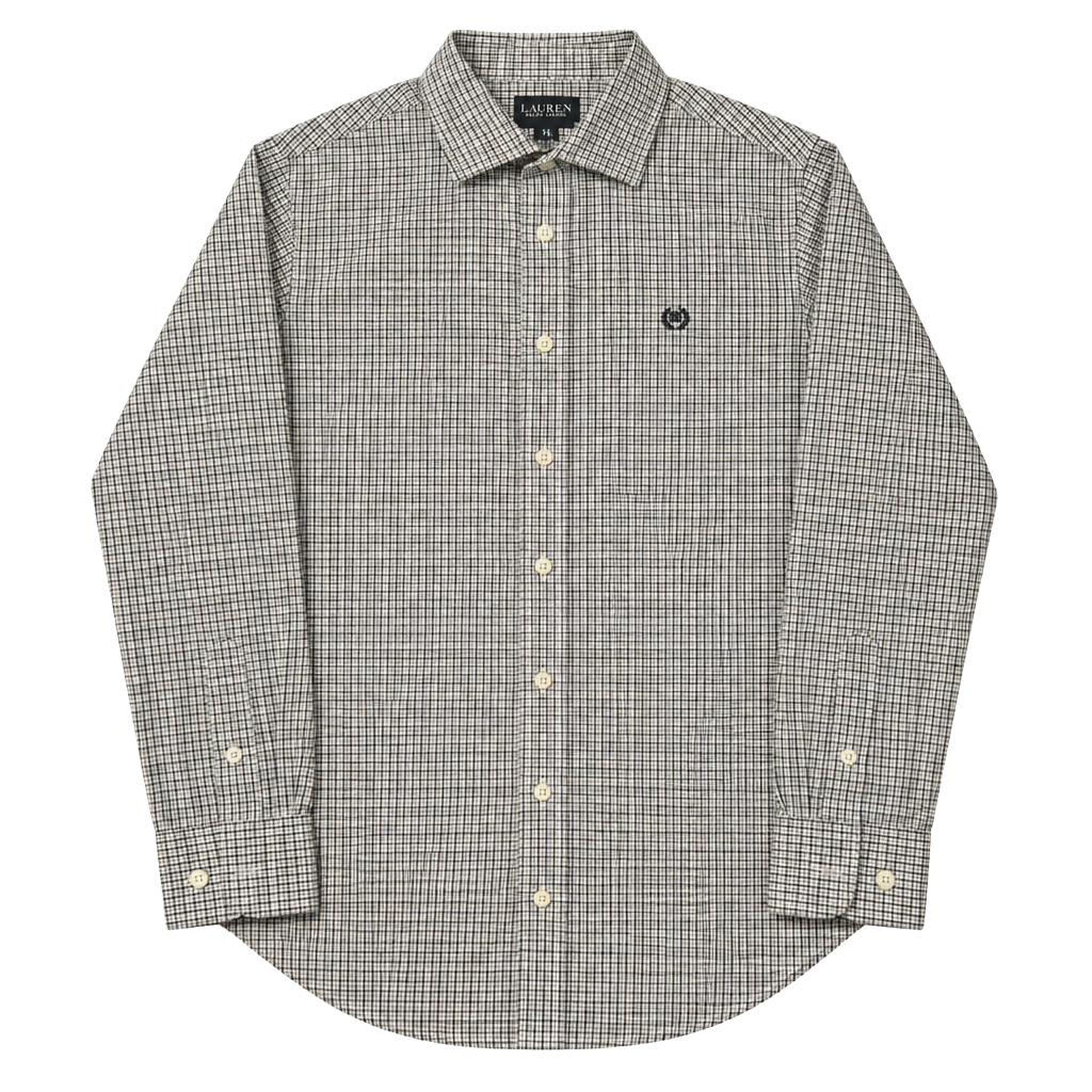 Ralph Lauren Boys Size 14 Black White Gingham Checkered Button Up Shirt h1571 1