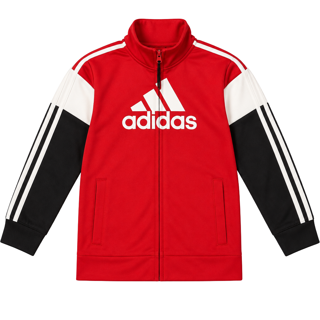 Adidas Tricot Track Jacket Size 7 Red Black White 1
