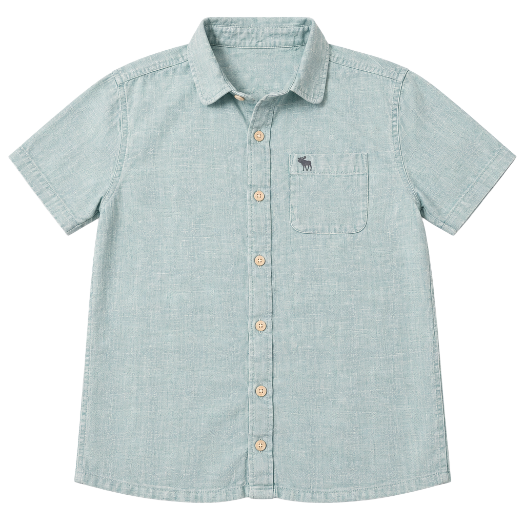 abercrombie kids Short Sleeve Button-Down Shirt Size 11/12 Light Blue h1603 1