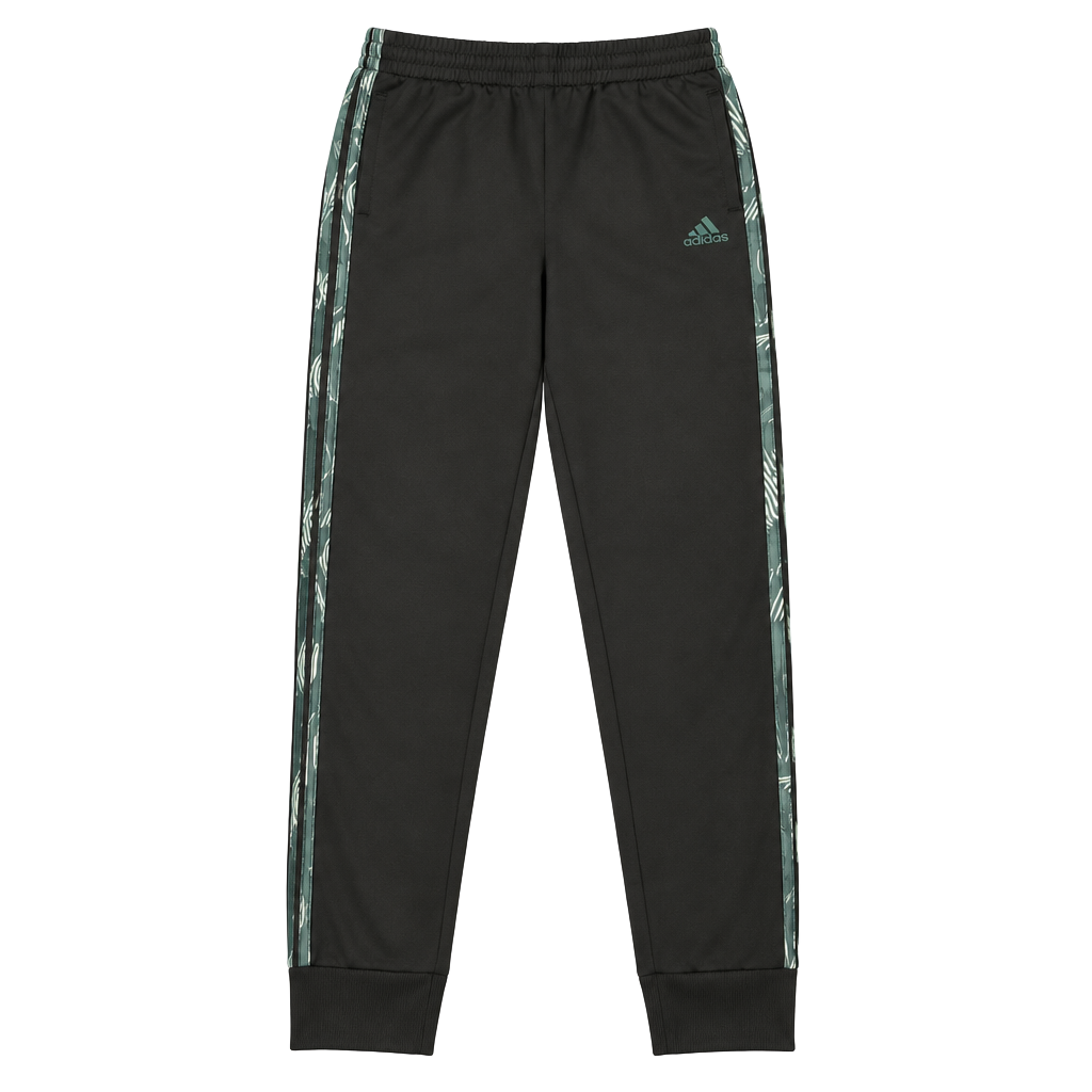 Adidas Track Pants Size L (14/16) Black Green Stripe Athletic Joggers h1600 1